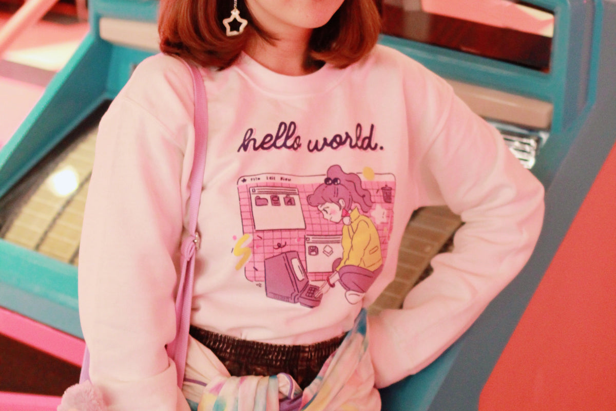hello world sweatshirt BubbleSort Zines