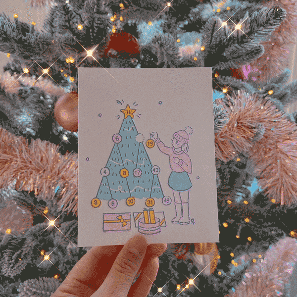 bi-merry tree holiday card